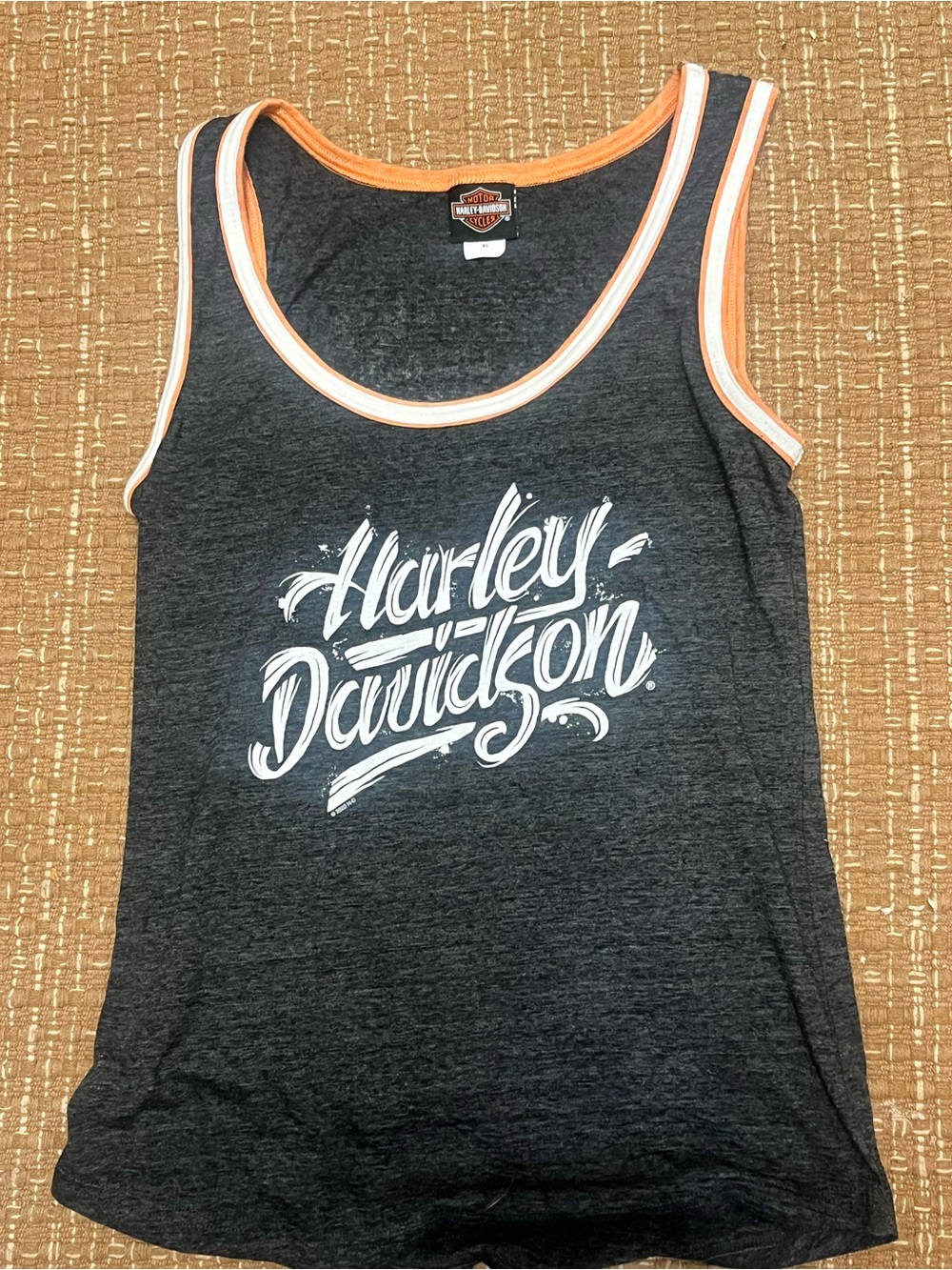 Harley-Davidson Black & Orange Logo Tank Top